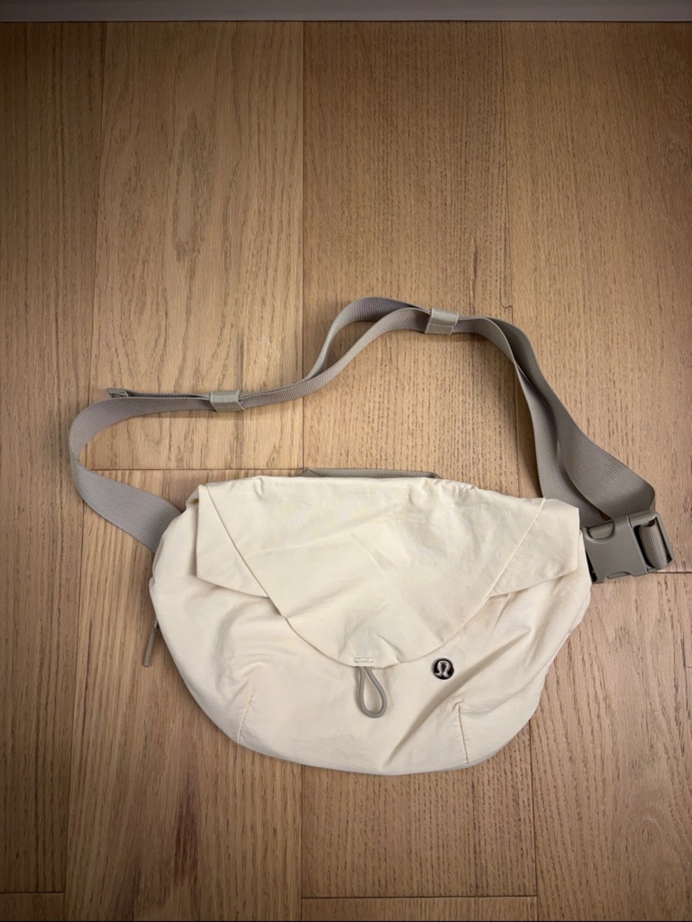 Lululemon Cream Curved Crossbody Bag  Grey Strap